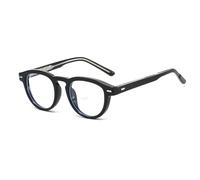 YAMEIZE Rotonda Luce blu Occhiali - per le Donna Uomo Anti Fatica Piccola Rotonda Anti Luce blu Occhiali del Computer Gaming Occhiali (Nero chiaro)