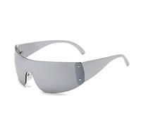 YAMEIZE Trendy Y2K Wrapround Occhiali da Sole per - Donne Uomo Rimless Oversized Wrap Around Occhiali UV400 Protezione Sportiva Ciclismo Personalized Guida …