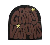 YAMEIZE Unisex Beanie Y2K Letter Pattern - Cappelli a Maglia Web per Donna Uomo Elastico Cappello Slouchy Graphic Maglia cap Skull cap All'aperto