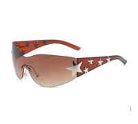 YAMEIZE Wrap Around Y2k Occhiali da Sole-da Donna Uomo Stella Senza Montatura Moda Occhiali da Sole Avvolgente Vintage Rave Marrone Marrone