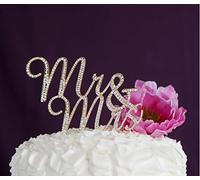 YAMI COCU Mr And Mrs - Topper per torta con strass di cristallo, decorazione monogramma per matrimonio, colore: oro