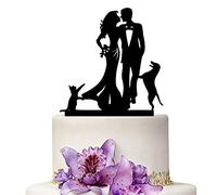 Yami Cocu topper per torta nuziale - Baciare sposa e sposo con gatto e cane anniversario