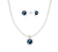 YAMI Set di gioielli da donna con perle d'acqua dolce/acqua di mare e orecchini di perle da 7-8 mm, orecchini a perno in argento Sterling 925, gioielli di lusso squisiti, design a girasole, 3-4mm, 7