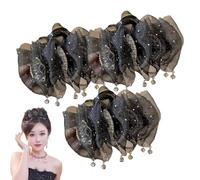 Yamloveme Fan Tassel Hair Claw Clip, Fan Tassel Hair Claw Clip, Fluffy Tassel High Top Hair Volume Shark Pin, 2025 Upgraded Vintage French Barrette Pins, Thick to Thin Hair for Women (3pcs)