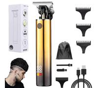 Yamloveme Trimmer, Yamloveme Cordless Hair Clipper, Multifunction Beard Trimmer for Men, Waterproof USB Charging Cutting T Blade Grooming Hair Cutting Kit (C-Gold)
