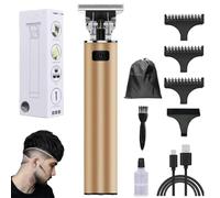Yamloveme Trimmer, Yamloveme Cordless Hair Clipper, Multifunction Beard Trimmer for Men, Waterproof USB Charging Cutting T Blade Grooming Hair Cutting Kit (D-Gold)