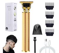 Yamloveme Trimmer, Yamloveme Cordless Hair Clipper, Multifunction Beard Trimmer for Men, Waterproof USB Charging Cutting T Blade Grooming Hair Cutting Kit (A-Gold)