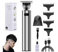 Yamloveme Trimmer, Yamloveme Cordless Hair Clipper, Multifunction Beard Trimmer for Men, Waterproof USB Charging Cutting T Blade Grooming Hair Cutting Kit (D-Silver)
