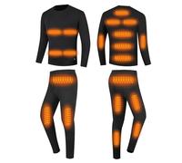 YAMNYSS Biancheria Intima riscaldata a 20 Zone per Uomini, Set Lungo Elettrico riscaldante Invernale per Esterni, Maglia e Pantaloni Termici di Base,Nero,XXL