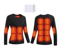 YAMNYSS Biancheria Intima Riscaldata da Donna Top 16 Zone di Riscaldamento Elettrico Termico Maglia Baselayer per Sci All'aperto Ciclismo Escursionismo,Nero,S