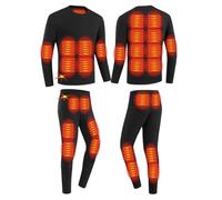YAMNYSS Biancheria Intima Riscaldata da Uomo, Maglia Termica Elettrica con 28 Zone Riscaldanti E 3 Livelli di Riscaldamento, Set Invernale da Esterno Long John,Nero,XL