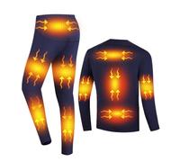 YAMNYSS Biancheria Intima Riscaldata da Uomo, Set di Pantaloni Lunghi Elettrici da Esterno, Maglie E Pantaloni Termici per La Vita Quotidiana,Blu,XS