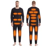 YAMNYSS Biancheria Intima Riscaldata da Uomo, Set Long John con 20 Zone di Riscaldamento, Maglia E Pantaloni Termici Elettrici con 3 Impostazioni di Temperatura,Nero,M