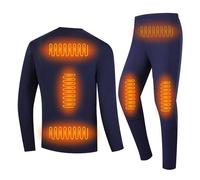 YAMNYSS Biancheria Intima Riscaldata per Uomo, Set Termico Elettrico Invernale Long John per Moto E Sci,Blu,S