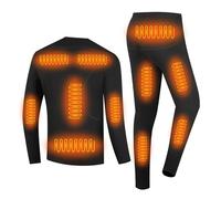 YAMNYSS Biancheria Intima Riscaldata per Uomo, Strato Termico Elettrico con 16 Aree Riscaldate Set Lungo per Moto,Nero,M