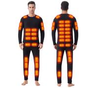 YAMNYSS Biancheria Intima Riscaldata per Uomo, Strato Termico Elettrico con 42 Zone di Riscaldamento, Set Invernale da Sport All'aperto Long John,Nero,4XL