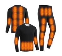 YAMNYSS Biancheria Intima Riscaldata per Uomo, Strato Termico Elettrico Invernale con 30 Zone di Riscaldamento, Set di Pantaloni Lunghi per Caccia,Nero,3XL