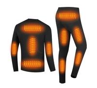 YAMNYSS Biancheria Termica Elettrica, Maglia E Pantaloni Riscaldati da Uomo con 13 Zone di Riscaldamento, Completo Termico da Sci per Esterni,Nero,XL