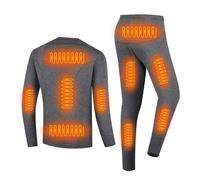 YAMNYSS Biancheria Termica Elettrica, Maglia E Pantaloni Riscaldati da Uomo con 13 Zone di Riscaldamento, Completo Termico da Sci per Esterni,Grigio,L