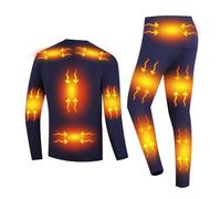YAMNYSS Biancheria Termica Riscaldata A 16 Zone, Set da Uomo con Maglia E Pantaloni Elettrici Termici per La Caccia,Blu,XL
