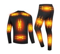 YAMNYSS Biancheria Termica Riscaldata A 16 Zone, Set da Uomo con Maglia E Pantaloni Elettrici Termici per La Caccia,Nero,S