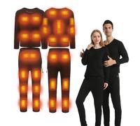 YAMNYSS Biancheria Termica Riscaldata da Uomo E Donna, Set di Maglia E Pantaloni Lunghi Riscaldati A 28 Zone, Maglia E Pantaloni Termici Elettrici per Caccia,Nero,S