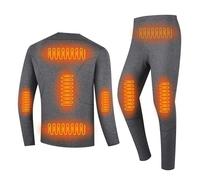 YAMNYSS Biancheria Termica Riscaldata da Uomo, Set Completo con 8 Zone di Riscaldamento Elettrico E 3 Impostazioni di Temperatura per Caccia E Sci,Grigio,S