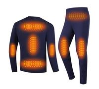 YAMNYSS Biancheria Termica Riscaldata da Uomo, Set Completo con 8 Zone di Riscaldamento Elettrico E 3 Impostazioni di Temperatura per Caccia E Sci,Blu,L