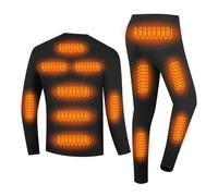 YAMNYSS Biancheria Termica Riscaldata per Uomo, Maglia E Pantaloni A Strato Base con Riscaldamento Elettrico, Completo Invernale per attività Outdoor,Nero,XXL