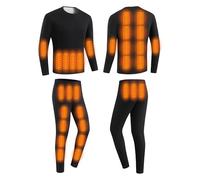 YAMNYSS Biancheria Termica Riscaldata, Set Termico Maglia E Pantaloni con Riscaldamento Elettrico E Doppio Interruttore per Moto,Nero,XL