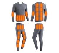 YAMNYSS Biancheria Termica Riscaldata, Set Termico Maglia E Pantaloni con Riscaldamento Elettrico E Doppio Interruttore per Moto,Grigio,XS