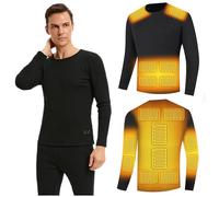 YAMNYSS Riscaldamento Intimo Camicia Maglia Elettrica Termica Felpa Liner Riscaldato Baselayer Top per La Caccia Moto,Nero,L