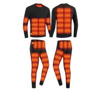 YAMNYSS Set di Biancheria Intima Riscaldata, Camicia E Pantaloni Elettrici da Uomo Set Termico Lungo per Caccia E Motocicletta,Nero,S