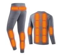 YAMNYSS Set di Biancheria Intima Riscaldata da Uomo, Maglia E Pantaloni Termici con 28 Aree Riscaldanti, Set Invernale Lunghi per Caccia,Grigio,S