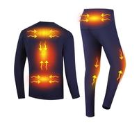 YAMNYSS Set di Biancheria Intima Riscaldata Elettrica per Uomo, Maglia e Pantaloni Termici a 6 Zone di Riscaldamento per Moto e Sci,Blu,M