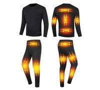 YAMNYSS Set di Biancheria Intima Riscaldata per Uomo, Set di Mutande Termiche Elettriche per Esterno con Maglia A Manica Lunga E Pantaloni,Nero,L
