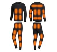 YAMNYSS Set di Biancheria Intima Riscaldata, Set da Uomo E Donna con Riscaldamento Elettrico A 28 Zone, Maglia Termica E Pantaloni,Nero,L