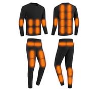 YAMNYSS Set di Biancheria Intima Riscaldata, Set Uomo con Riscaldamento in 28 Aree, Maglia Termica Elettrica E Pantaloni per attività All'aperto,Nero,M