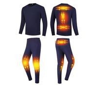 YAMNYSS Set di Biancheria Intima Riscaldata, Strato Termico da Uomo con Riscaldamento Elettrico in 6 Zone, Pantaloni Lunghi per Caccia E Motocicletta,Blu,XXL
