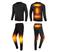 YAMNYSS Set di Biancheria Intima Riscaldata, Strato Termico da Uomo con Riscaldamento Elettrico in 6 Zone, Pantaloni Lunghi per Caccia E Motocicletta,Nero,M