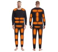 YAMNYSS Set di Biancheria Intima Riscaldata, Strato Termico Invernale da Uomo con Riscaldamento Elettrico A 28 Zone, Completo Lunghi per Moto,Nero,L