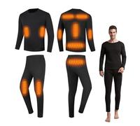 YAMNYSS Set di Biancheria Intima Termica A 11 Zone, Maglia E Pantaloni Elettrici da Uomo, Riscaldati, per Uso Interno Ed Esterno,Nero,M
