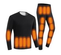 YAMNYSS Set di Biancheria Intima Termica da Uomo, Set di Calzamaglia Elettrica con Maglia E Pantaloni con Doppio Interruttore,Nero,3XL