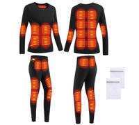 YAMNYSS Set di Biancheria Intima Termica Riscaldata da Donna Pantaloni Superiori Baselayer in Velluto Riscaldante USB con 28 Zone di Riscaldamento per Il Freddo,Nero,XS