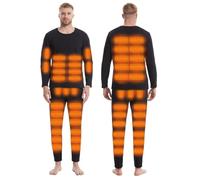 YAMNYSS Set di Biancheria Intima Termica Riscaldata Elettricamente Maglia Lunga con Fodera in Pile Maglia E Pantaloni Termici da Uomo per l'inverno,Nero,M