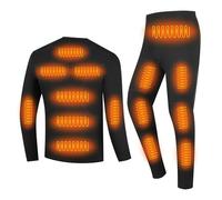 YAMNYSS Set di Biancheria Intima Termica, Set di Pantaloni Lunghi Riscaldati da Uomo con 24 Zone Elettriche, Maglia E Pantaloni Termici per Sport All'aperto,Nero,XL