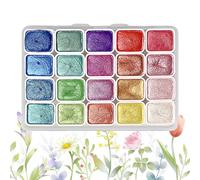 Yamobi 20 colori di acquerello meta-lico, vernice acquerello metallizzato glitterato, vernice acquerello metallizzato in una scatola di plastica portatile, scatola di plastica portatile con tavolozza