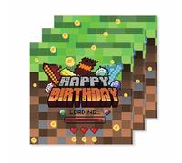 Yamobi 20 pezzi tovaglioli compleanno pixel, tovaglioli bambini pixel, tovaglioli compleanno bambina bambino, tovaglioli compleanno bambini pixel