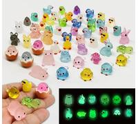 Yamobi 50 pezzi Mini figure di anatre luminose, animali in miniatura in resina luminosa, mini anatre in resina, animali in miniatura per artigianato e mini giardini, accessori per giardini fatati