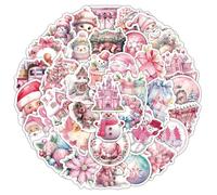 Yamobi 52 adesivi natalizi per bambini, rosa, vintage, per feste di Natale, per skateboard, graffiti, regali Xmas